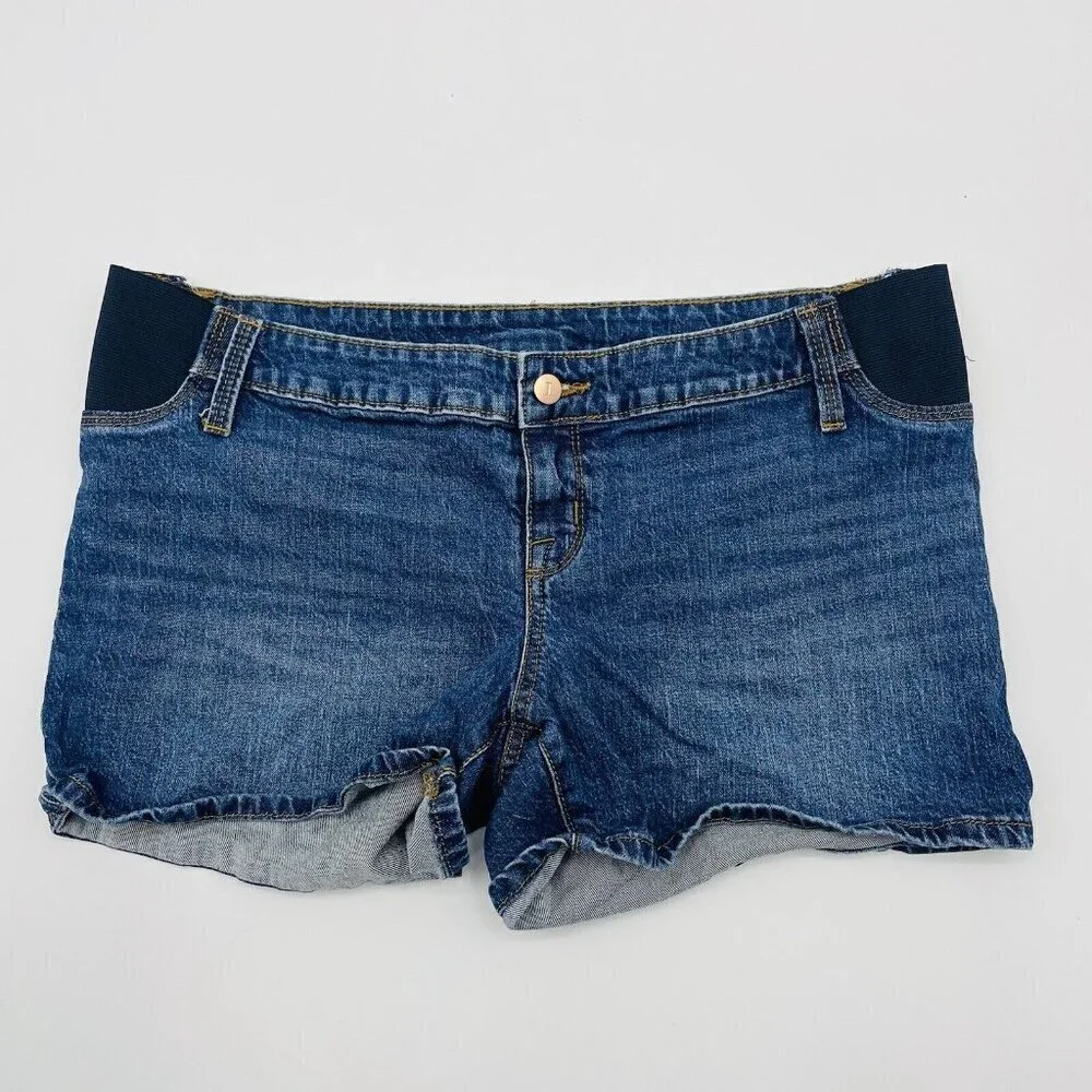 Isabel Maternity by‎ Ingrid & Isabel Size 8 Under Belly Jean Shorts Dark Wash